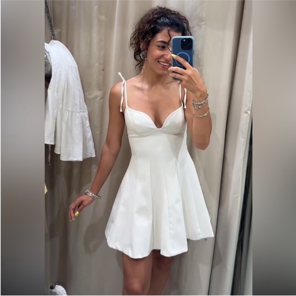 ZARA NWT Bow Tie Stap Mini Dress with - Picture 3 of 4